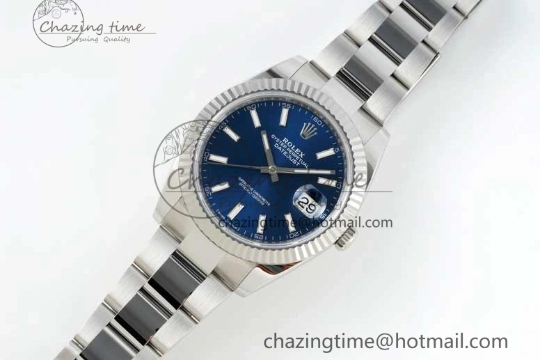 0219 DateJust 41 126334 NTF 1:1 Best Edition 904L Steel Blue Stick Dial on Oyster Bracelet VR Durable 2280